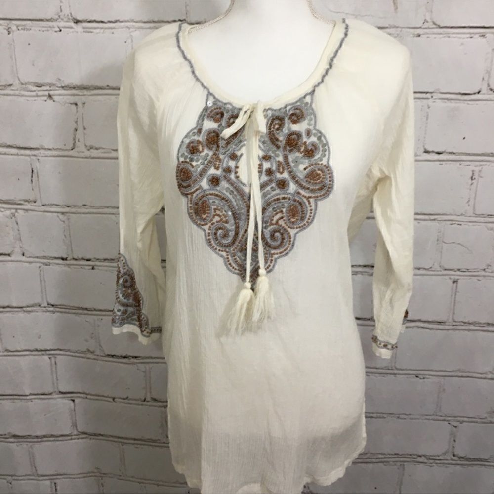 Tommy Bahama Gauze Beaded Blouse - Size M